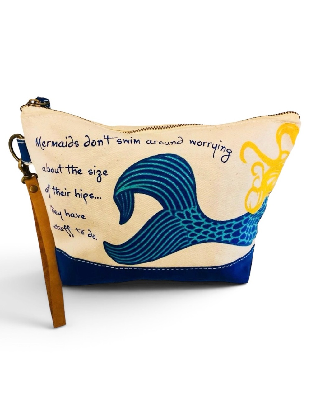 Canvas Mermaid Clutch Handbag Pouch Wristlet Pencil Makeup Brush Toiletries Bag